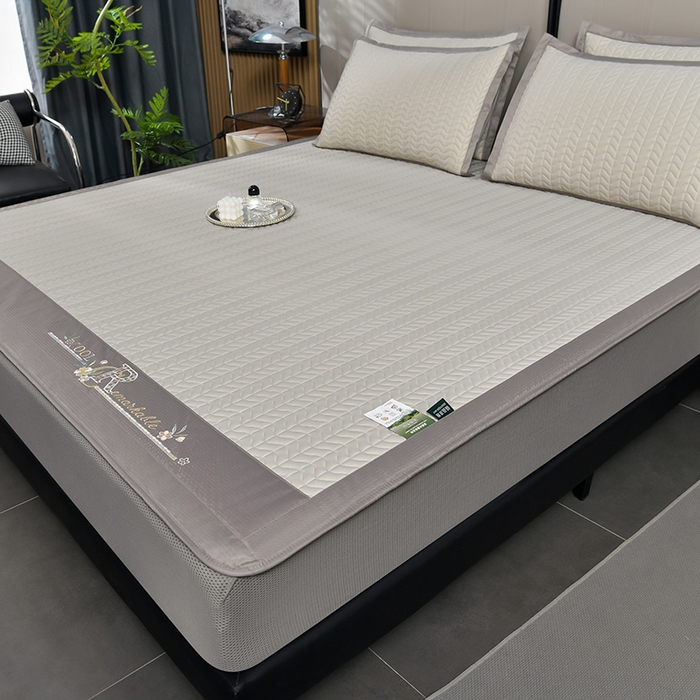 91家纺网 家纺一手货源 找家纺 小牛席业 2026新款CR冷感乳胶席（床笠款）凉席藤席冰藤席竹席空调席草席冰丝席豆豆席乳胶席三件套 CR冷感乳胶席床笠款-烟灰