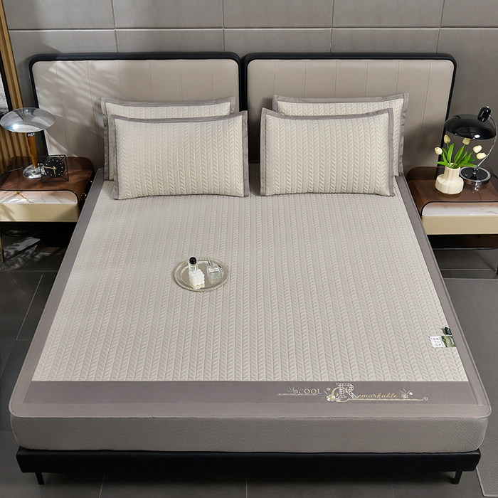 91家纺网 家纺一手货源 找家纺 小牛席业 2026新款CR冷感乳胶席（床笠款）凉席藤席冰藤席竹席空调席草席冰丝席豆豆席乳胶席三件套 CR冷感乳胶席床笠款-烟灰