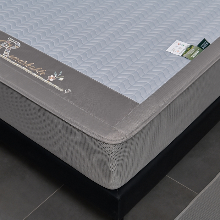 91家纺网 家纺一手货源 找家纺 小牛席业 2026新款CR冷感乳胶席（床笠款）凉席藤席冰藤席竹席空调席草席冰丝席豆豆席乳胶席三件套 CR冷感乳胶席床笠款-浅灰