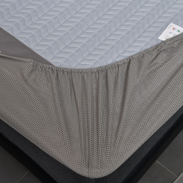 91家纺网 家纺一手货源 找家纺 小牛席业 2026新款CR冷感乳胶席（床笠款）凉席藤席冰藤席竹席空调席草席冰丝席豆豆席乳胶席三件套 CR冷感乳胶席床笠款-浅灰