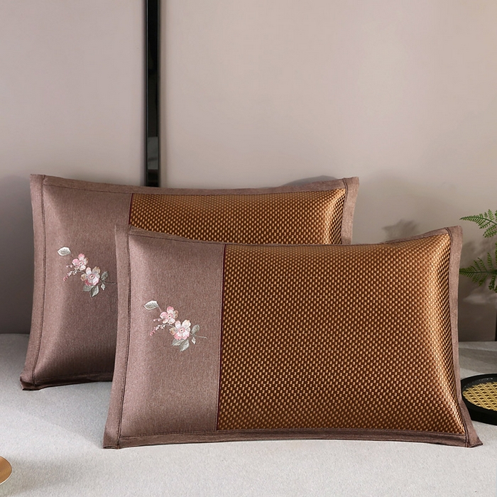 91家纺网 家纺一手货源 找家纺 （总）小牛席业 2026新款冰藤夏凉枕【中式刺绣】系列枕套凉枕套夏天枕套冰丝枕套竹枕套藤枕套冰藤枕套