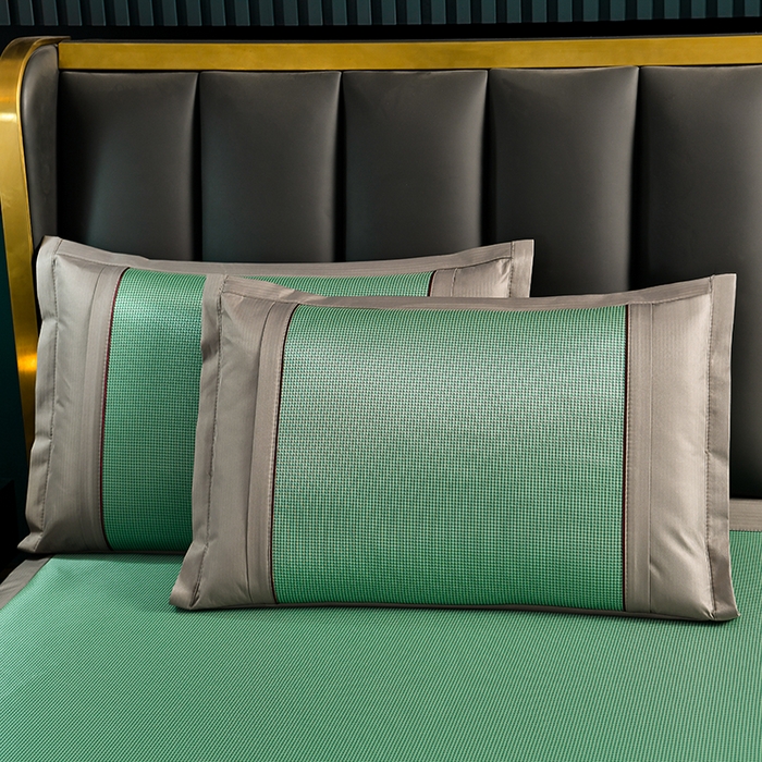 91家纺网 家纺一手货源 找家纺 小牛席业 2026新款小千鸟格-甜蜜夏日冰丝席系列凉席藤席冰藤席竹席空调席草席冰丝席豆豆席乳胶席三件套 甜蜜夏日冰丝席-绿色