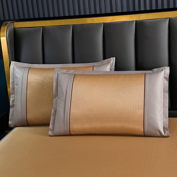 91家纺网 家纺一手货源 找家纺 小牛席业 2026新款小千鸟格-甜蜜夏日冰丝席系列（床笠款）凉席藤席冰藤席竹席空调席草席冰丝席豆豆席乳胶席三件 甜蜜夏日冰丝席-（床笠款)咖色