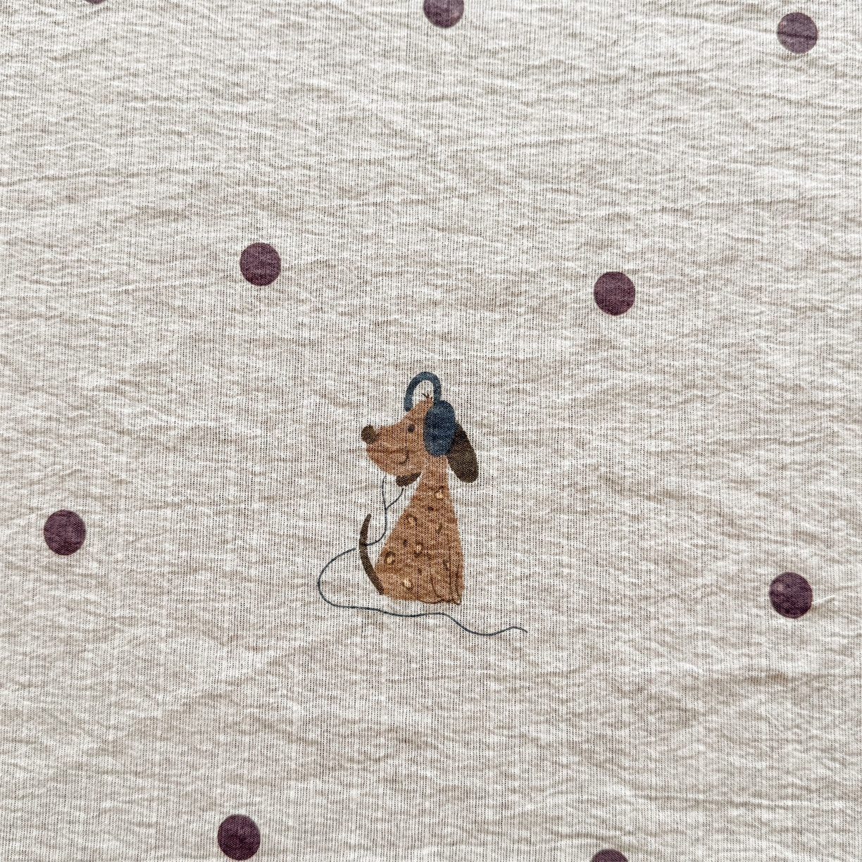 91家纺网 家纺一手货源 找家纺 雯豆家纺 2026春夏新款色织提花单层床笠三件套印花小清新卡通床罩 色织提花-点点狗（灰）