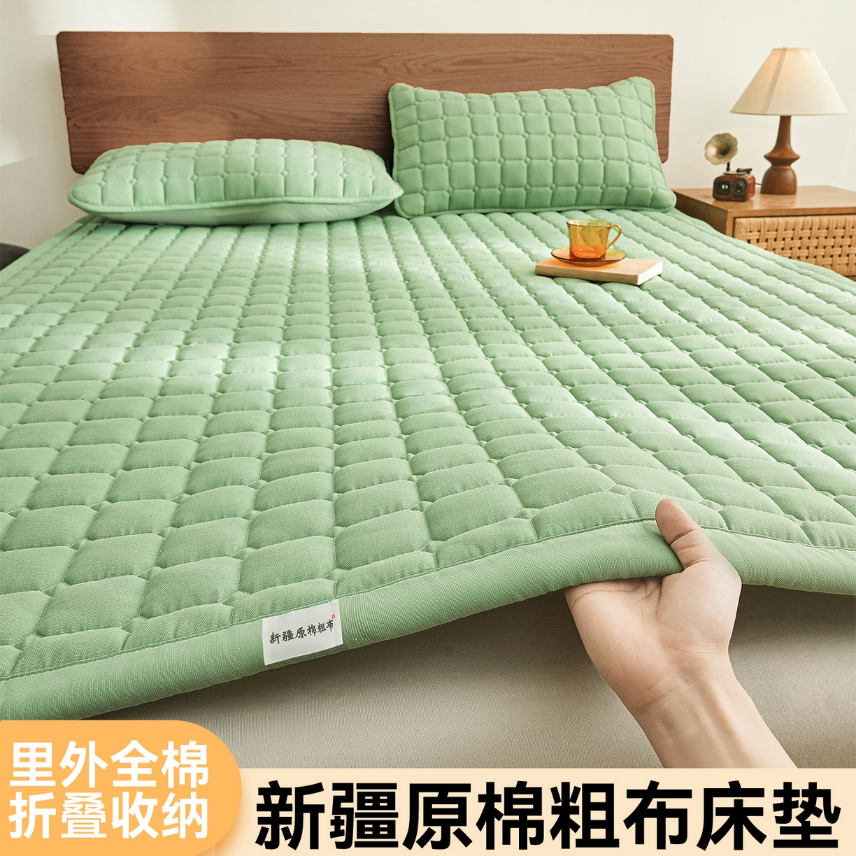 91家纺网 家纺一手货源 找家纺 （总）雯豆家纺 2026春夏新款老粗布新疆棉花床垫床护垫加厚隔脏床垫遮盖物