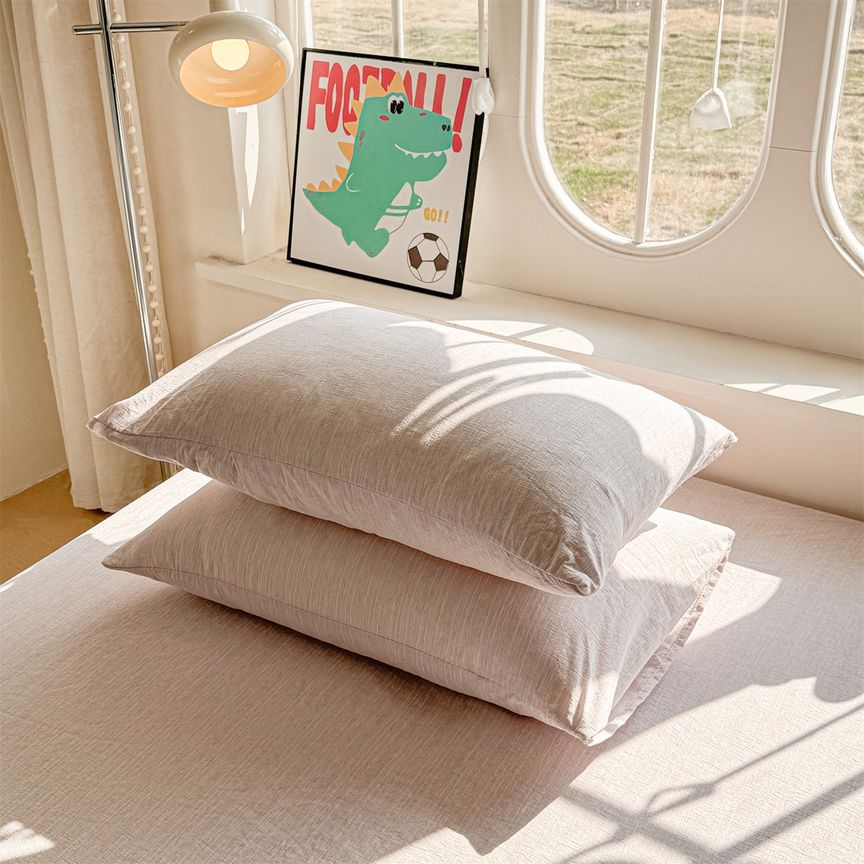 91家纺网 家纺一手货源 找家纺 雯豆家纺 2026春夏新款色织提花单层床笠三件套印花小清新卡通床罩 色织-玫瑰粉