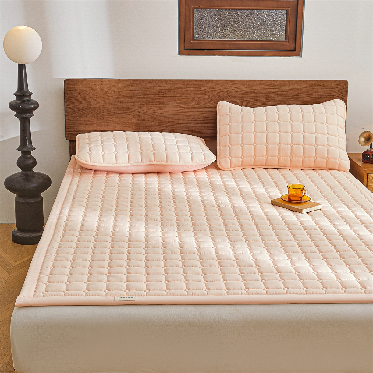 91家纺网 家纺一手货源 找家纺 雯豆家纺 2026春夏新款老粗布新疆棉花床垫床护垫加厚隔脏床垫遮盖物 老粗布-奶咖