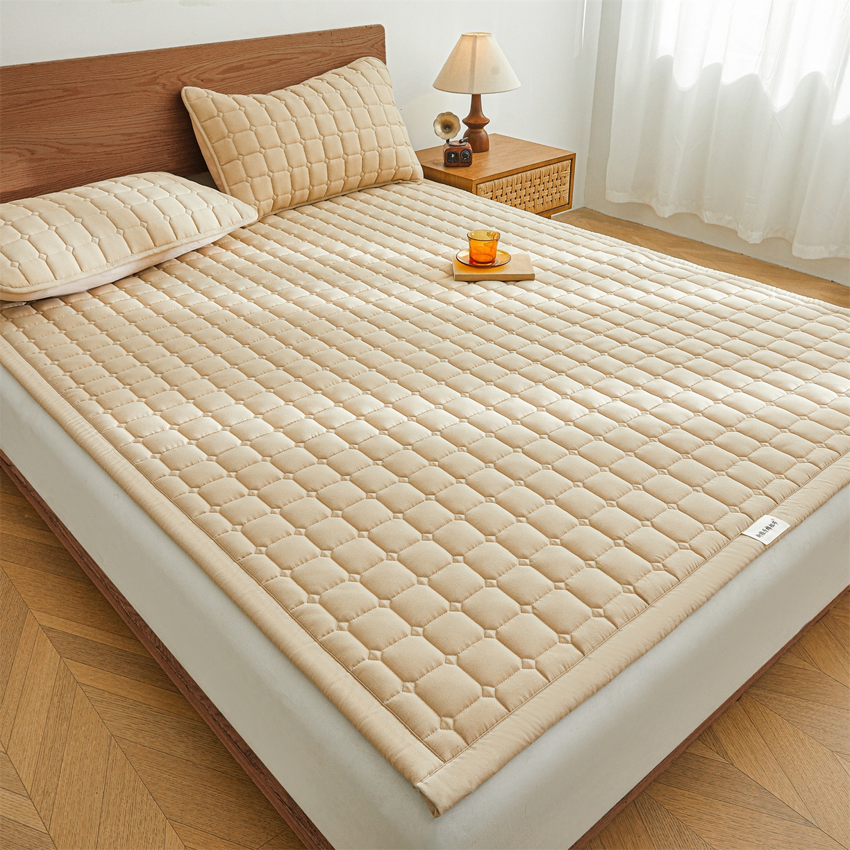 91家纺网 家纺一手货源 找家纺 雯豆家纺 2026春夏新款老粗布新疆棉花床垫床护垫加厚隔脏床垫遮盖物 老粗布-卡其