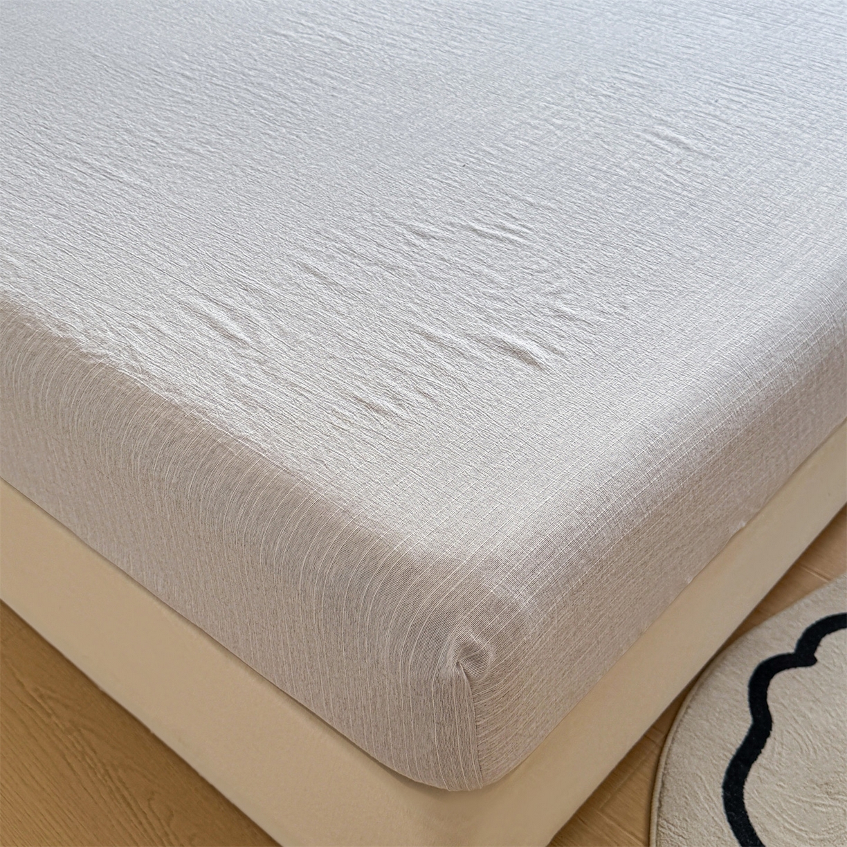 91家纺网 家纺一手货源 找家纺 雯豆家纺 2026春夏新款色织提花单层床笠三件套印花小清新卡通床罩 色织-葡萄青