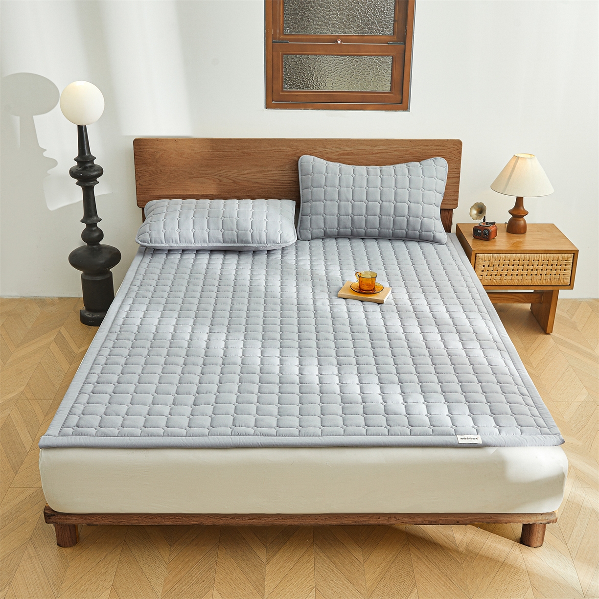 91家纺网 家纺一手货源 找家纺 雯豆家纺 2026春夏新款老粗布新疆棉花床垫床护垫加厚隔脏床垫遮盖物 老粗布-暮云灰