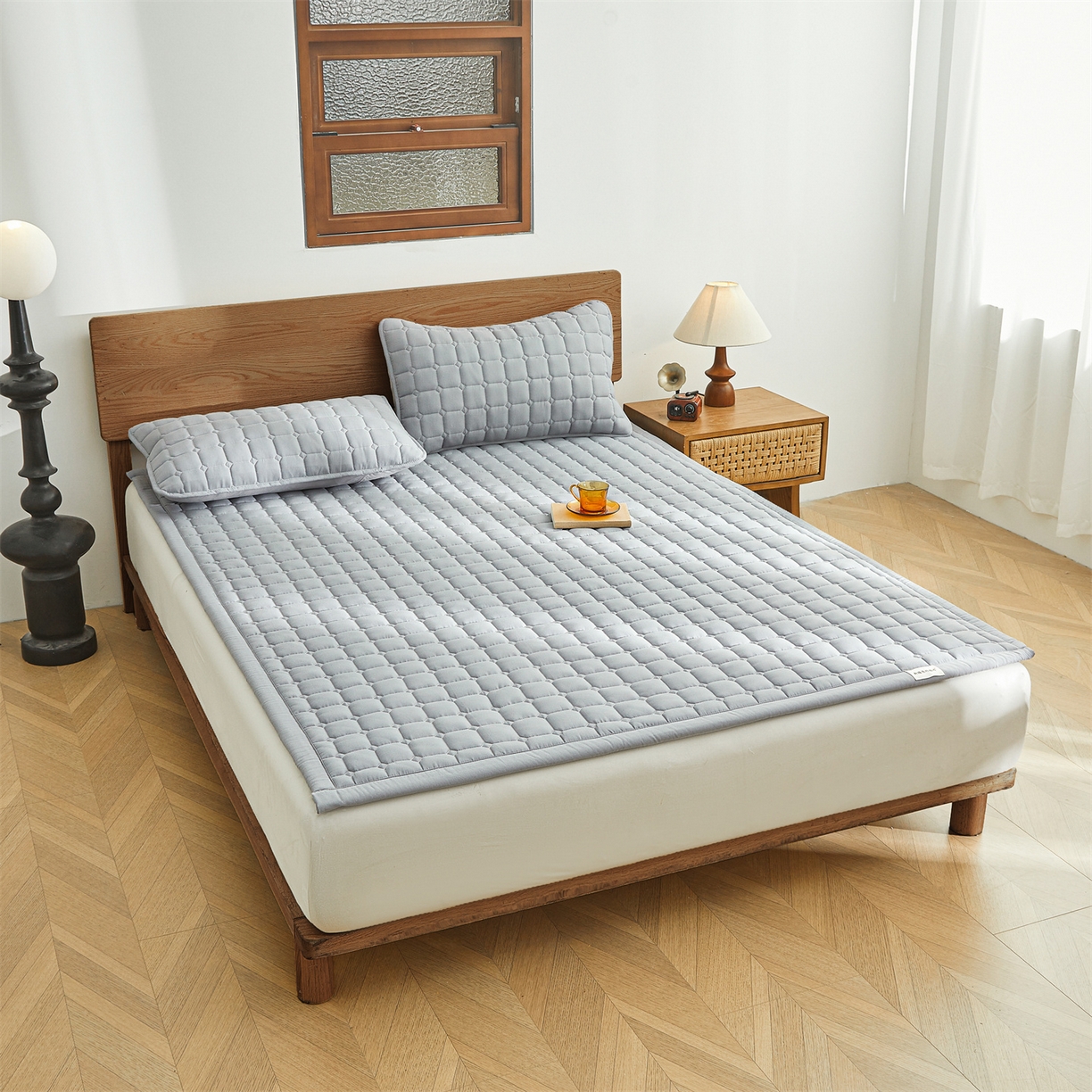 91家纺网 家纺一手货源 找家纺 雯豆家纺 2026春夏新款老粗布新疆棉花床垫床护垫加厚隔脏床垫遮盖物 老粗布-暮云灰