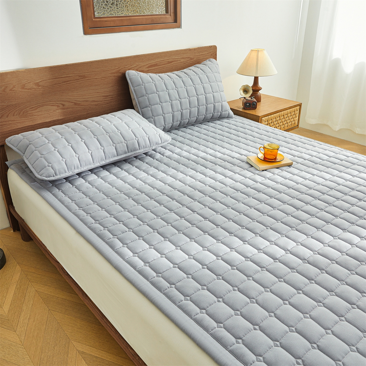 91家纺网 家纺一手货源 找家纺 雯豆家纺 2026春夏新款老粗布新疆棉花床垫床护垫加厚隔脏床垫遮盖物 老粗布-暮云灰