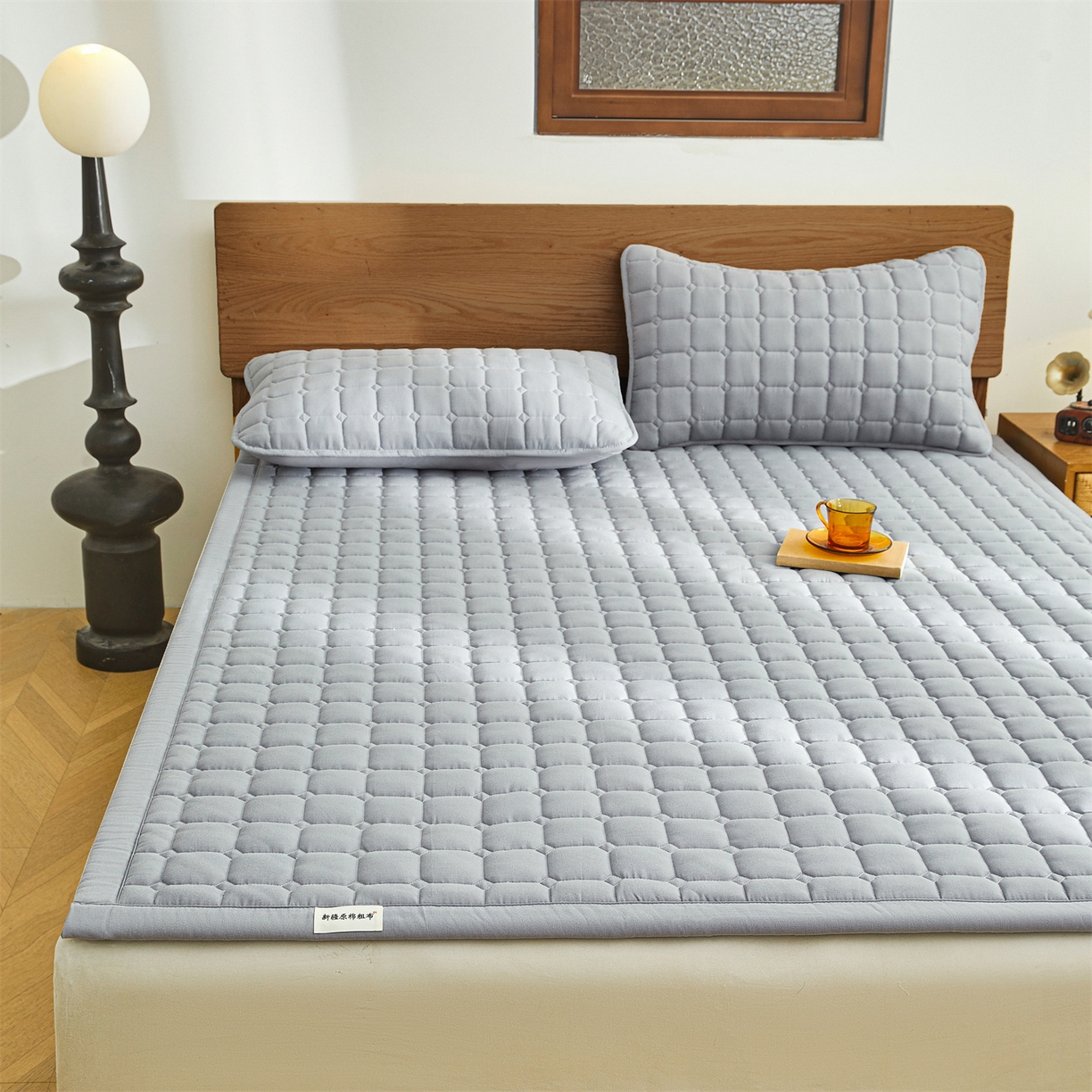 91家纺网 家纺一手货源 找家纺 雯豆家纺 2026春夏新款老粗布新疆棉花床垫床护垫加厚隔脏床垫遮盖物 老粗布-暮云灰