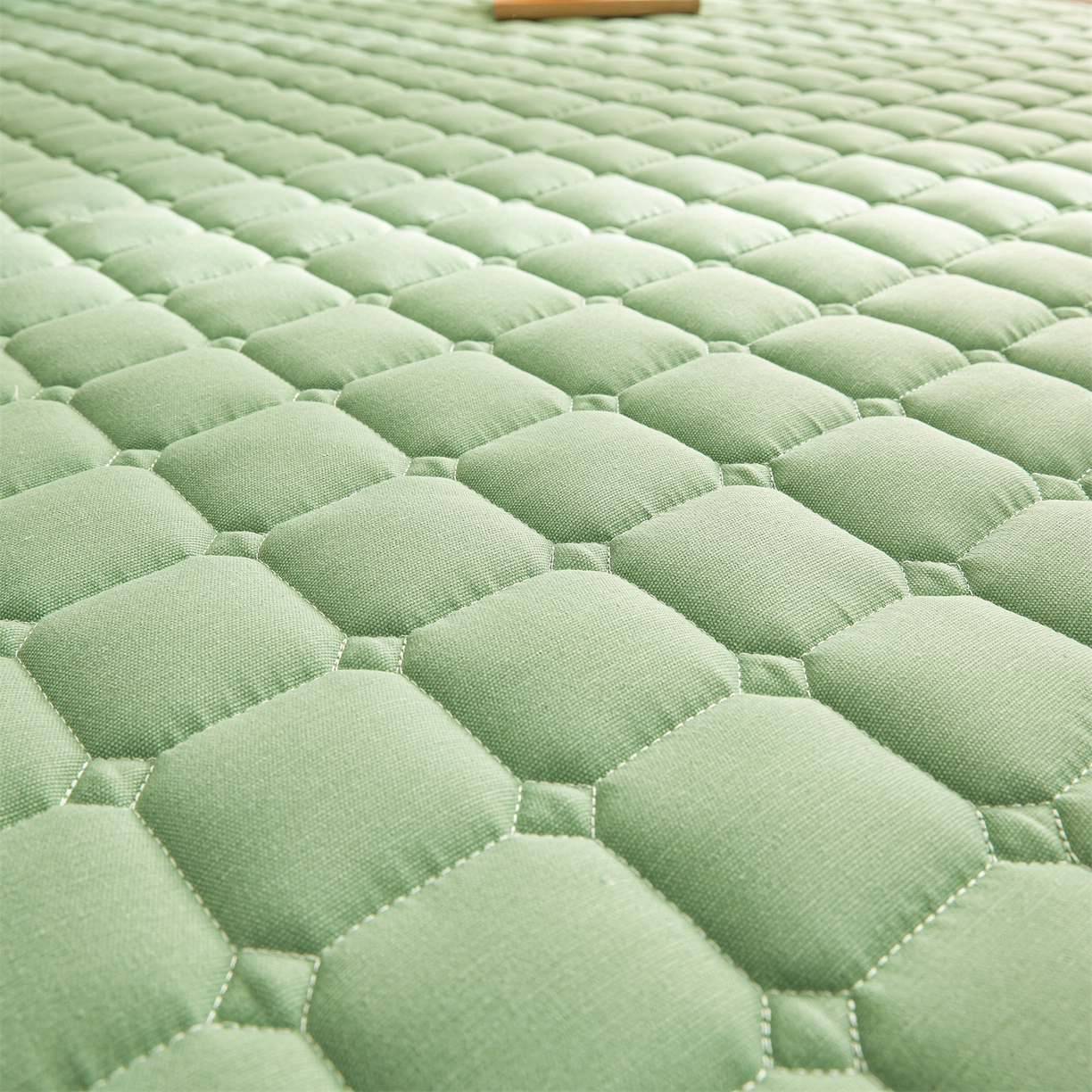 91家纺网 家纺一手货源 找家纺 雯豆家纺 2026春夏新款老粗布新疆棉花床垫床护垫加厚隔脏床垫遮盖物 老粗布-清雅绿