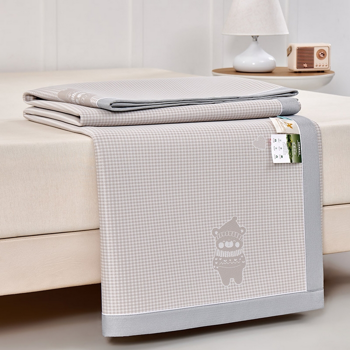 91家纺网 家纺一手货源 找家纺 小牛席业 2026新款【实拍风格】双PE高凉感-韩版小熊提花冰丝席凉席竹席藤席冰藤席乳胶席豆豆席 香槟