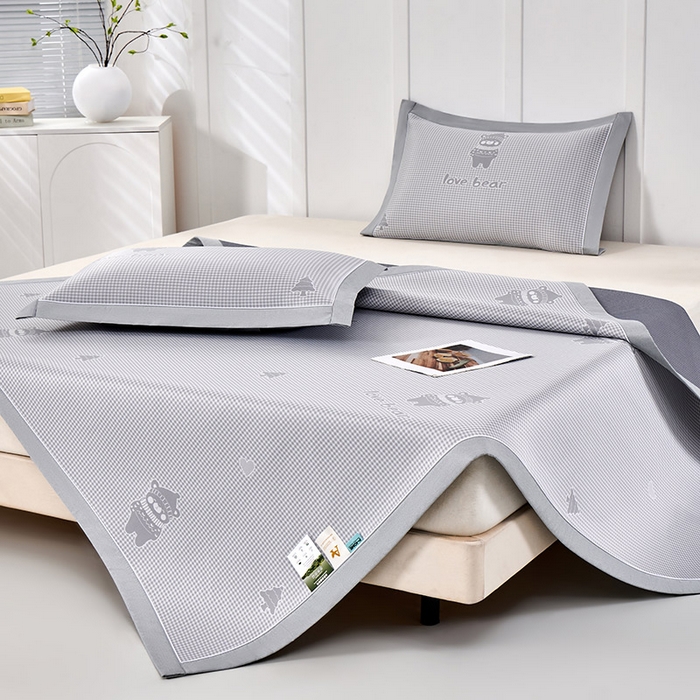 91家纺网 家纺一手货源 找家纺 （总）小牛席业 2026新款【实拍风格】双PE高凉感-韩版小熊提花冰丝席凉席竹席藤席冰藤席乳胶席豆豆席