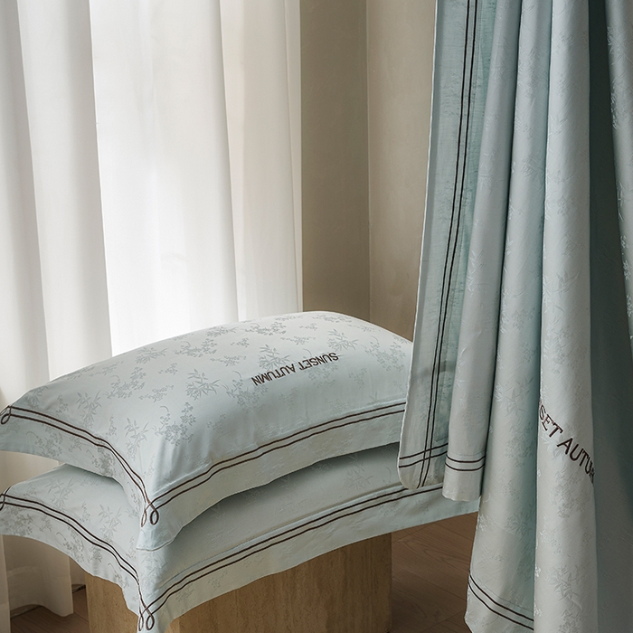 91家纺网 家纺一手货源 找家纺 诗黛尔 2026春夏新款天棉缎刺绣-新竹韵系列 新竹韵-冰晶兰