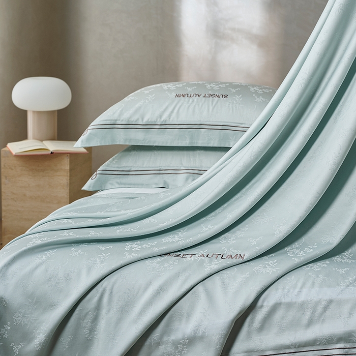 91家纺网 家纺一手货源 找家纺 诗黛尔 2026春夏新款天棉缎刺绣-新竹韵系列 新竹韵-冰晶兰