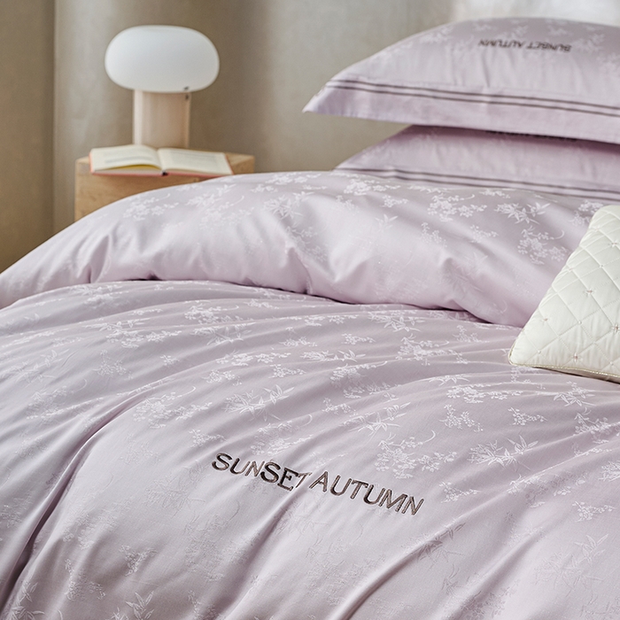 91家纺网 家纺一手货源 找家纺 诗黛尔 2026春夏新款天棉缎刺绣-新竹韵系列 新竹韵-圣女紫