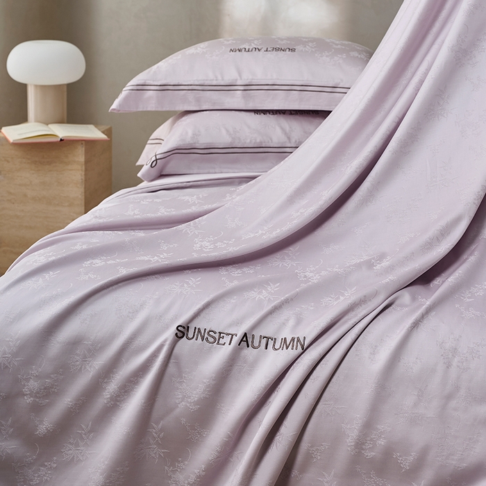 91家纺网 家纺一手货源 找家纺 诗黛尔 2026春夏新款天棉缎刺绣-新竹韵系列 新竹韵-圣女紫