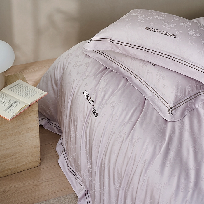 91家纺网 家纺一手货源 找家纺 诗黛尔 2026春夏新款天棉缎刺绣-新竹韵系列 新竹韵-圣女紫