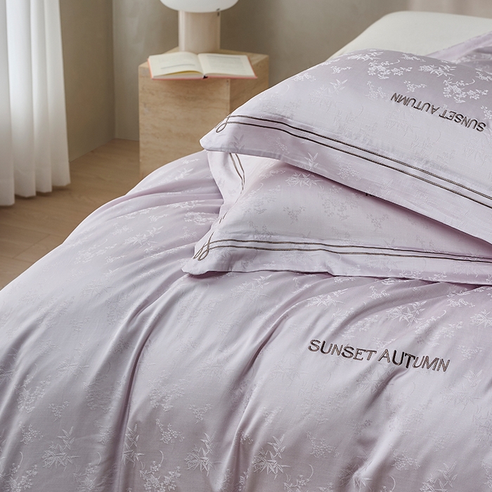 91家纺网 家纺一手货源 找家纺 诗黛尔 2026春夏新款天棉缎刺绣-新竹韵系列 新竹韵-圣女紫