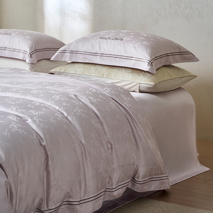 91家纺网 家纺一手货源 找家纺 诗黛尔 2026春夏新款天棉缎刺绣-新竹韵系列 新竹韵-圣女紫