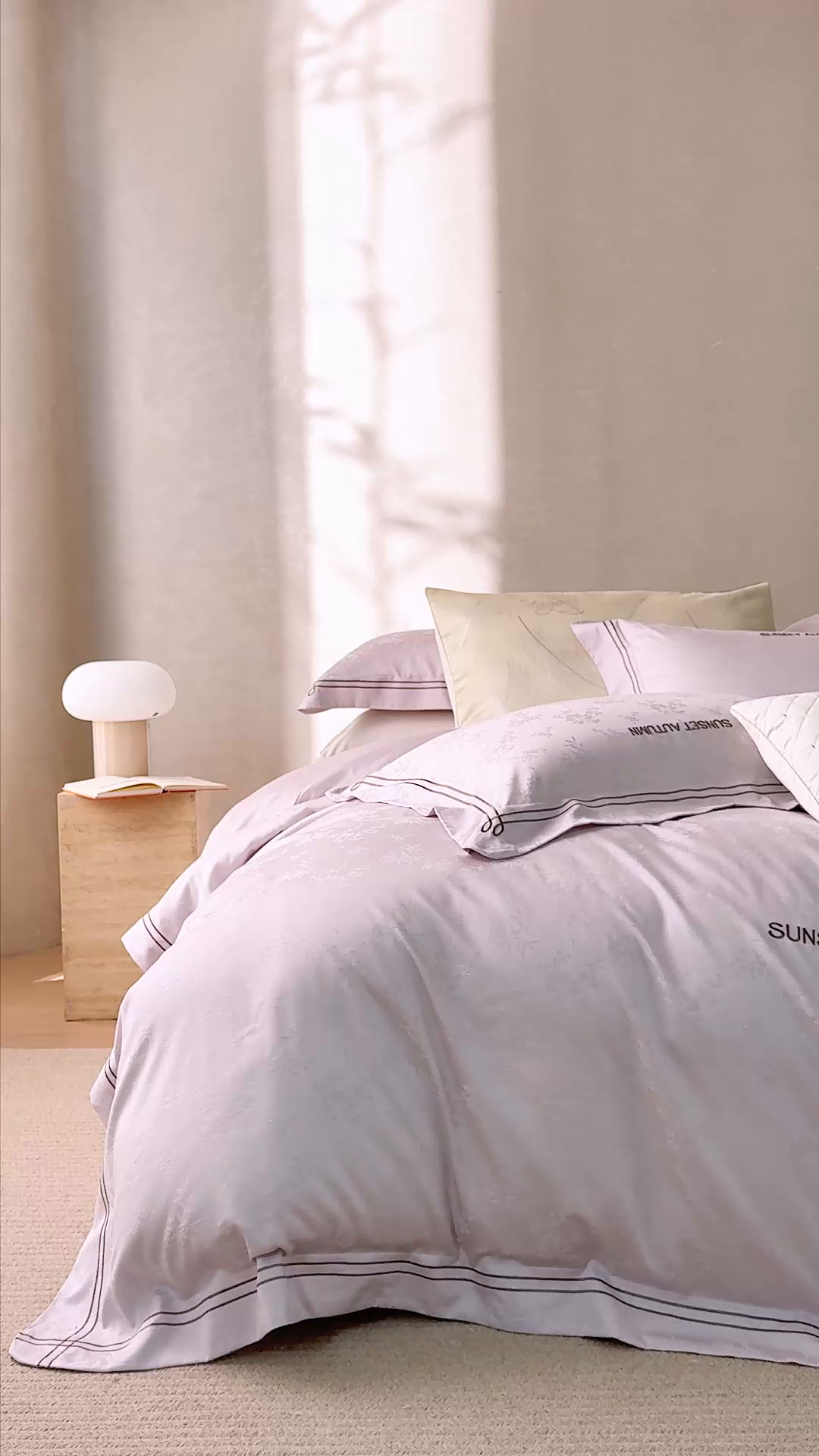 91家纺网 家纺一手货源 找家纺 诗黛尔 2026春夏新款天棉缎刺绣-新竹韵系列 新竹韵-圣女紫