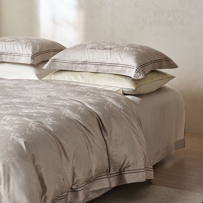 91家纺网 家纺一手货源 找家纺 诗黛尔 2026春夏新款天棉缎刺绣-新竹韵系列 新竹韵-新芯灰