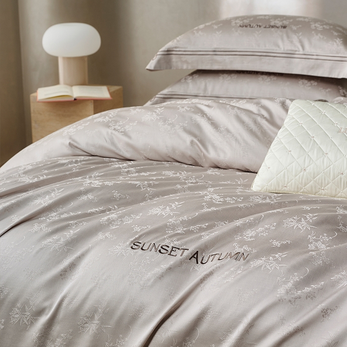 91家纺网 家纺一手货源 找家纺 诗黛尔 2026春夏新款天棉缎刺绣-新竹韵系列 新竹韵-新芯灰