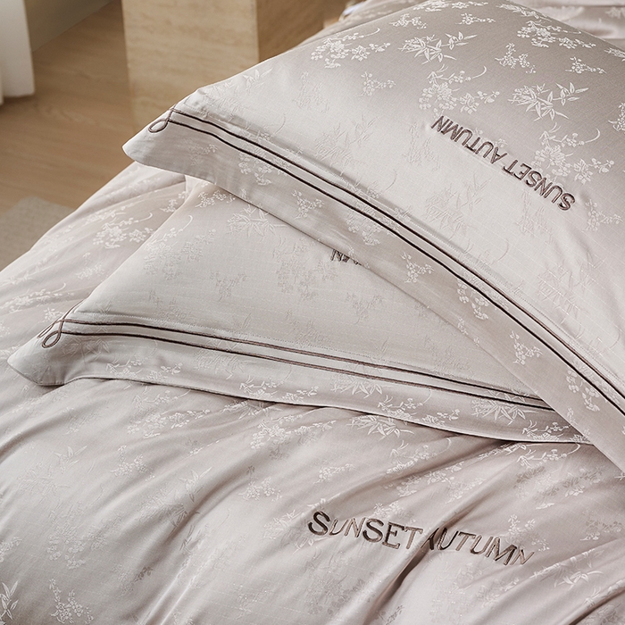 91家纺网 家纺一手货源 找家纺 诗黛尔 2026春夏新款天棉缎刺绣-新竹韵系列 新竹韵-新芯灰