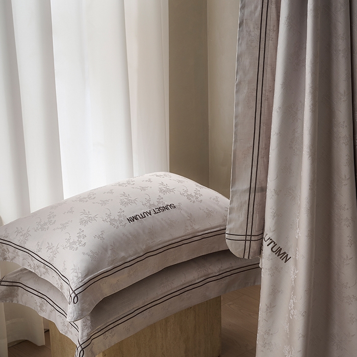 91家纺网 家纺一手货源 找家纺 诗黛尔 2026春夏新款天棉缎刺绣-新竹韵系列 新竹韵-新芯灰