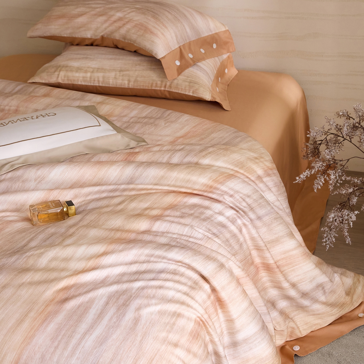 91家纺网 家纺一手货源 找家纺 （总）梧桐树 2026新款60支长绒棉纯棉宽边纽扣系列四件套