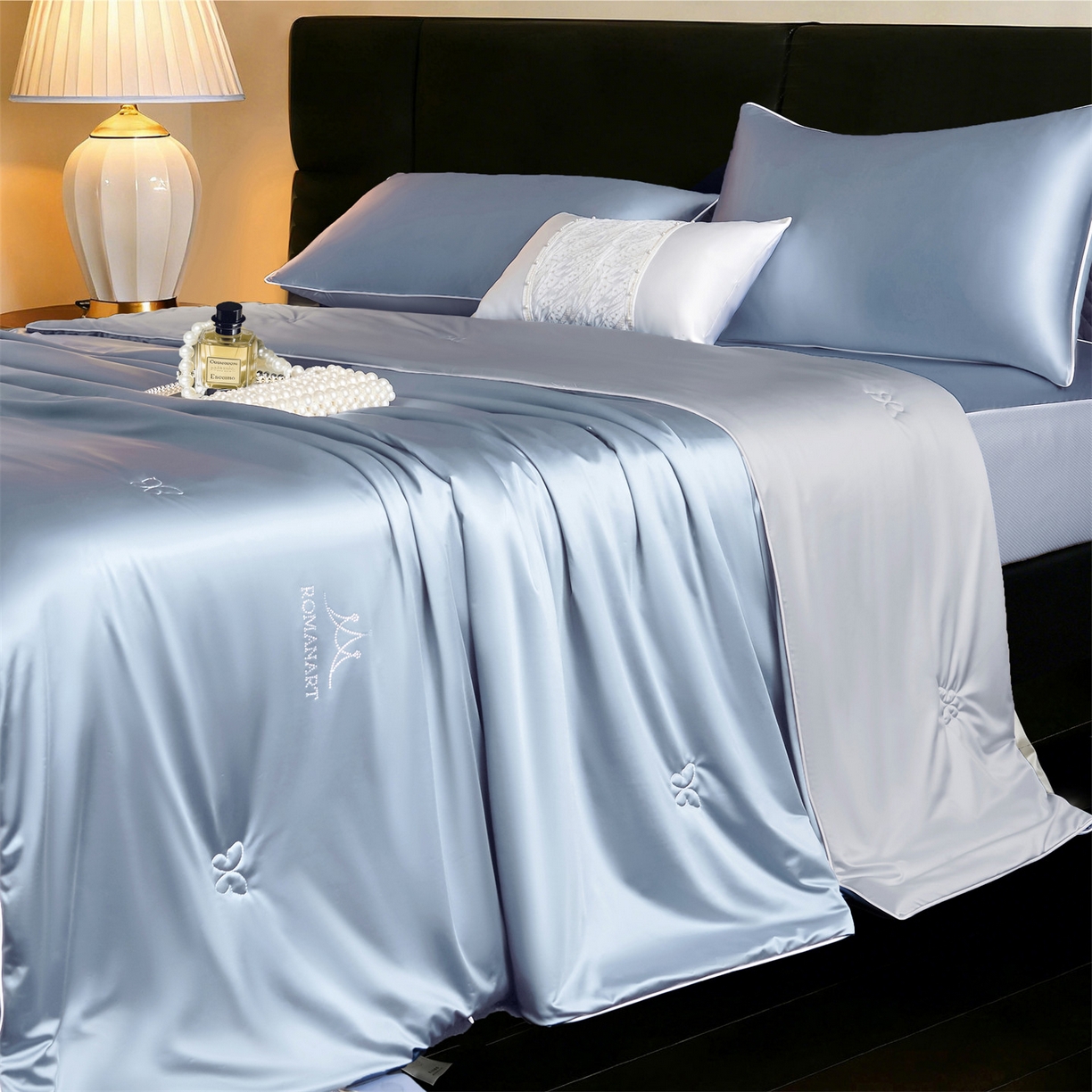 91家纺网 家纺一手货源 找家纺 鸣升家纺 2026新款100%蚕丝夏凉被可水洗柞蚕丝夏被被子被芯蚕丝被空调被蚕丝夏被桑蚕丝被 浅蓝色