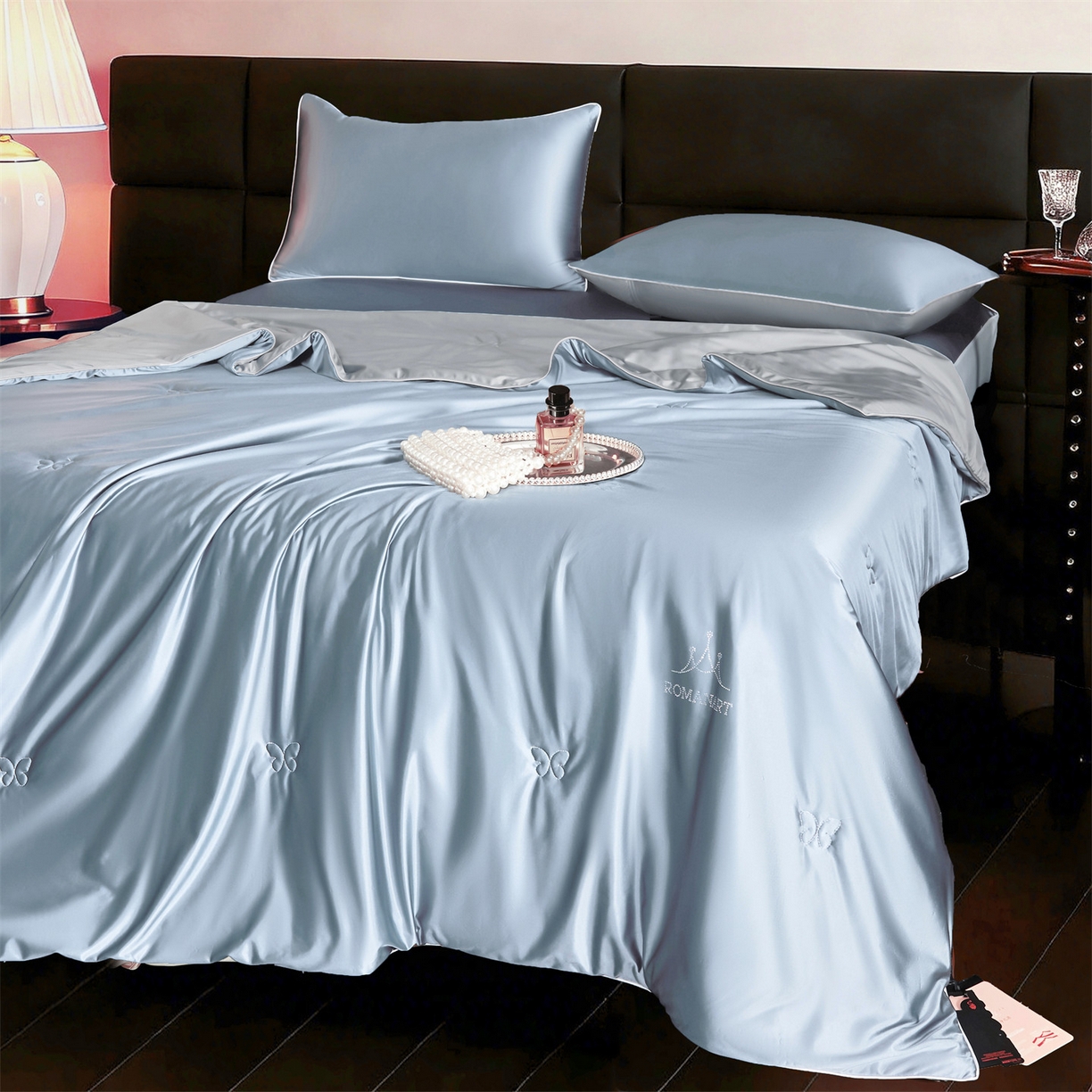 91家纺网 家纺一手货源 找家纺 鸣升家纺 2026新款100%蚕丝夏凉被可水洗柞蚕丝夏被被子被芯蚕丝被空调被蚕丝夏被桑蚕丝被 浅蓝色