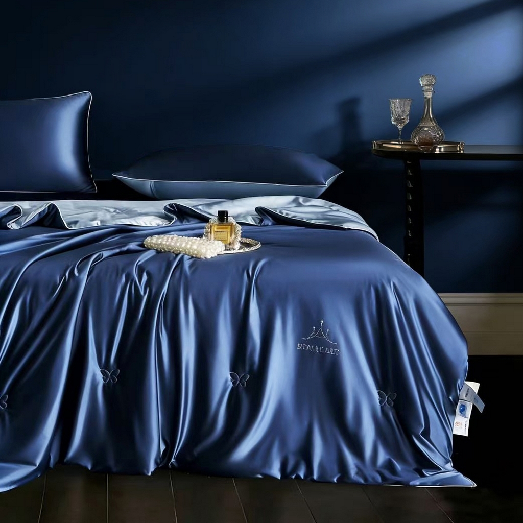 91家纺网 家纺一手货源 找家纺 鸣升家纺 2026新款100%蚕丝夏凉被可水洗柞蚕丝夏被被子被芯蚕丝被空调被蚕丝夏被桑蚕丝被 蓝色