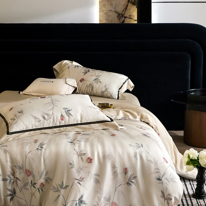 91家纺网 家纺一手货源 找家纺 慕梵家居 2026新款60支100%莱赛尔天丝四件套 棠宋