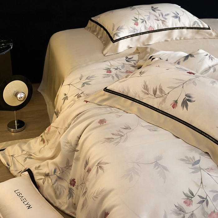 91家纺网 家纺一手货源 找家纺 慕梵家居 2026新款60支100%莱赛尔天丝四件套 棠宋