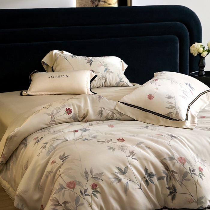 91家纺网 家纺一手货源 找家纺 慕梵家居 2026新款60支100%莱赛尔天丝四件套 棠宋