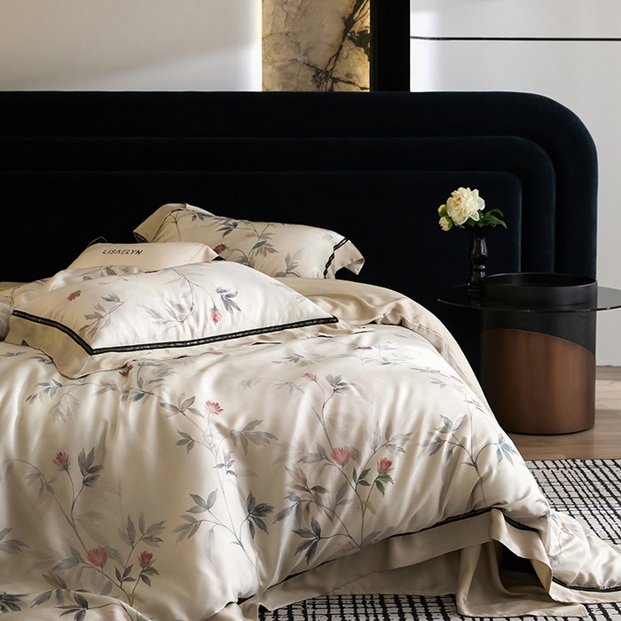 91家纺网 家纺一手货源 找家纺 慕梵家居 2026新款60支100%莱赛尔天丝四件套 棠宋