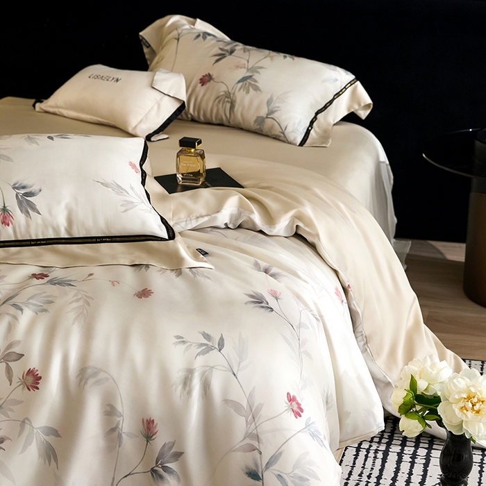 91家纺网 家纺一手货源 找家纺 慕梵家居 2026新款60支100%莱赛尔天丝四件套 棠宋