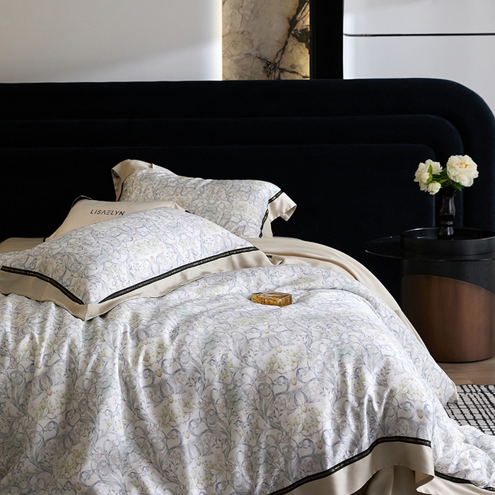 91家纺网 家纺一手货源 找家纺 慕梵家居 2026新款60支100%莱赛尔天丝四件套 山月玲