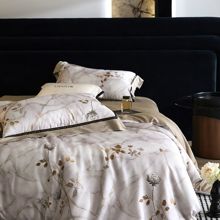 91家纺网 家纺一手货源 找家纺 慕梵家居 2026新款60支100%莱赛尔天丝四件套 苔庭春昼