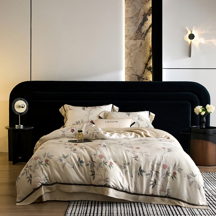 91家纺网 家纺一手货源 找家纺 慕梵家居 2026新款60支100%莱赛尔天丝四件套 棠宋