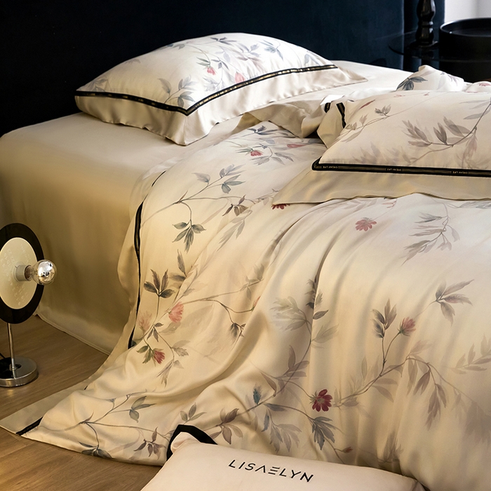 91家纺网 家纺一手货源 找家纺 慕梵家居 2026新款60支100%莱赛尔天丝四件套 棠宋