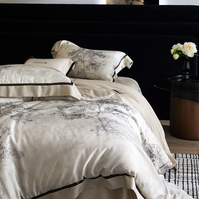 91家纺网 家纺一手货源 找家纺 慕梵家居 2026新款60支100%莱赛尔天丝四件套 木与叁三