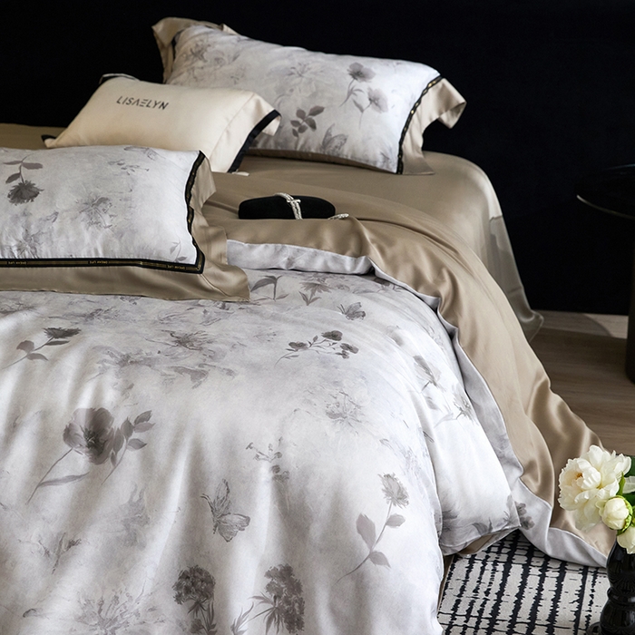 91家纺网 家纺一手货源 找家纺 慕梵家居 2026新款60支100%莱赛尔天丝四件套 陶然