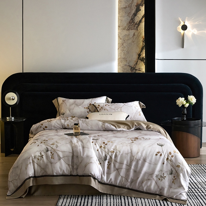 91家纺网 家纺一手货源 找家纺 慕梵家居 2026新款60支100%莱赛尔天丝四件套 苔庭春昼