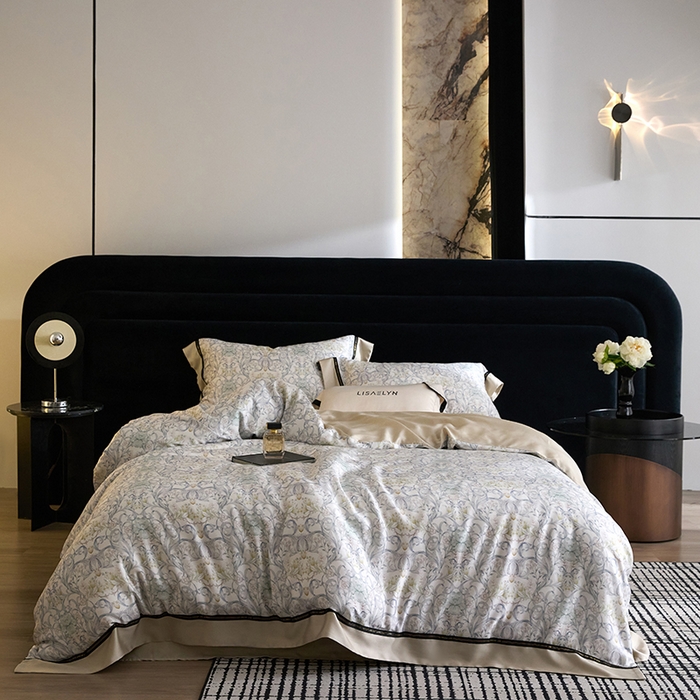 91家纺网 家纺一手货源 找家纺 慕梵家居 2026新款60支100%莱赛尔天丝四件套 山月玲