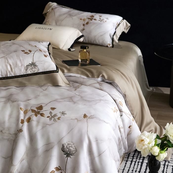 91家纺网 家纺一手货源 找家纺 慕梵家居 2026新款60支100%莱赛尔天丝四件套 苔庭春昼